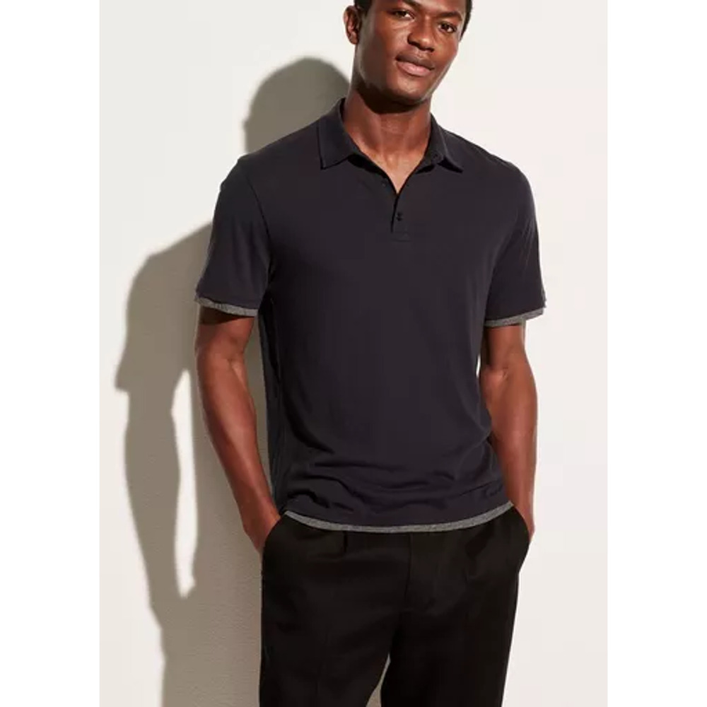 Vince Men's Classic Short Sleeve Polo Shirt 100% Cotton Size Large‎ Preppy Luxe